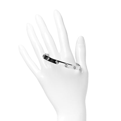 Cartier 18K White Gold 10 Diamond LOVE Bracelet 17 2 of 8