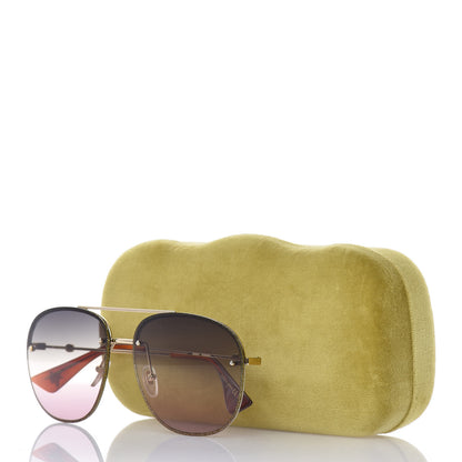 Gucci Metal Glitter Aviator Sunglasses G0227S Gold 8 of 8