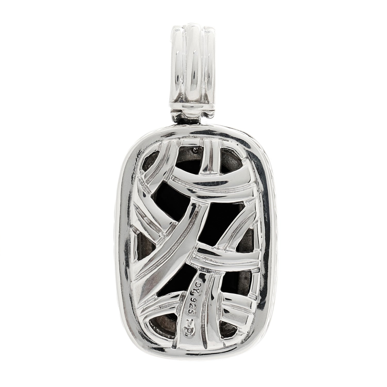 David Yurman Sterling Silver Diamond Black Onyx 18mm Albion Enhancer Pendant 3 of 4