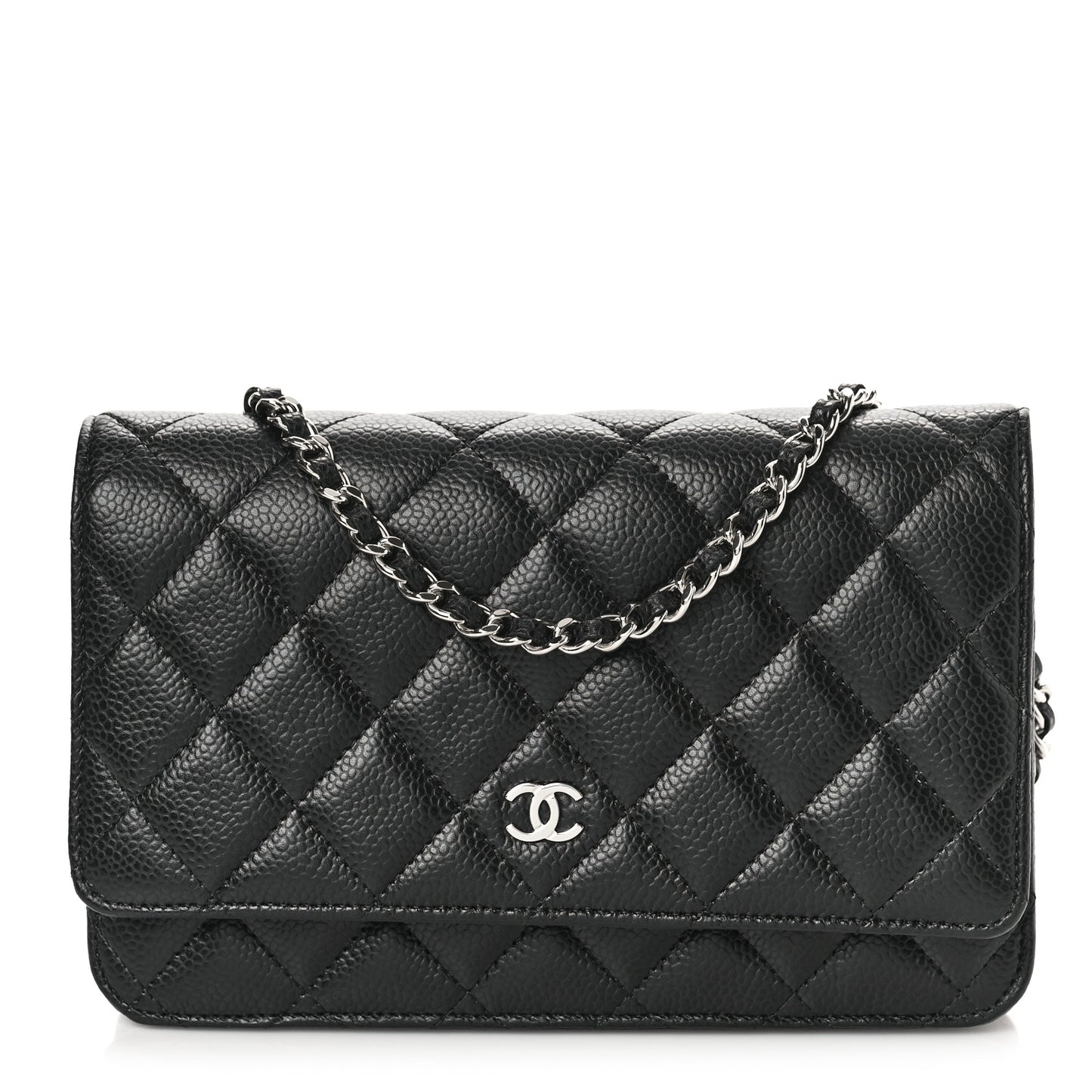 Caviar Quilted Wallet on Chain WOC Black