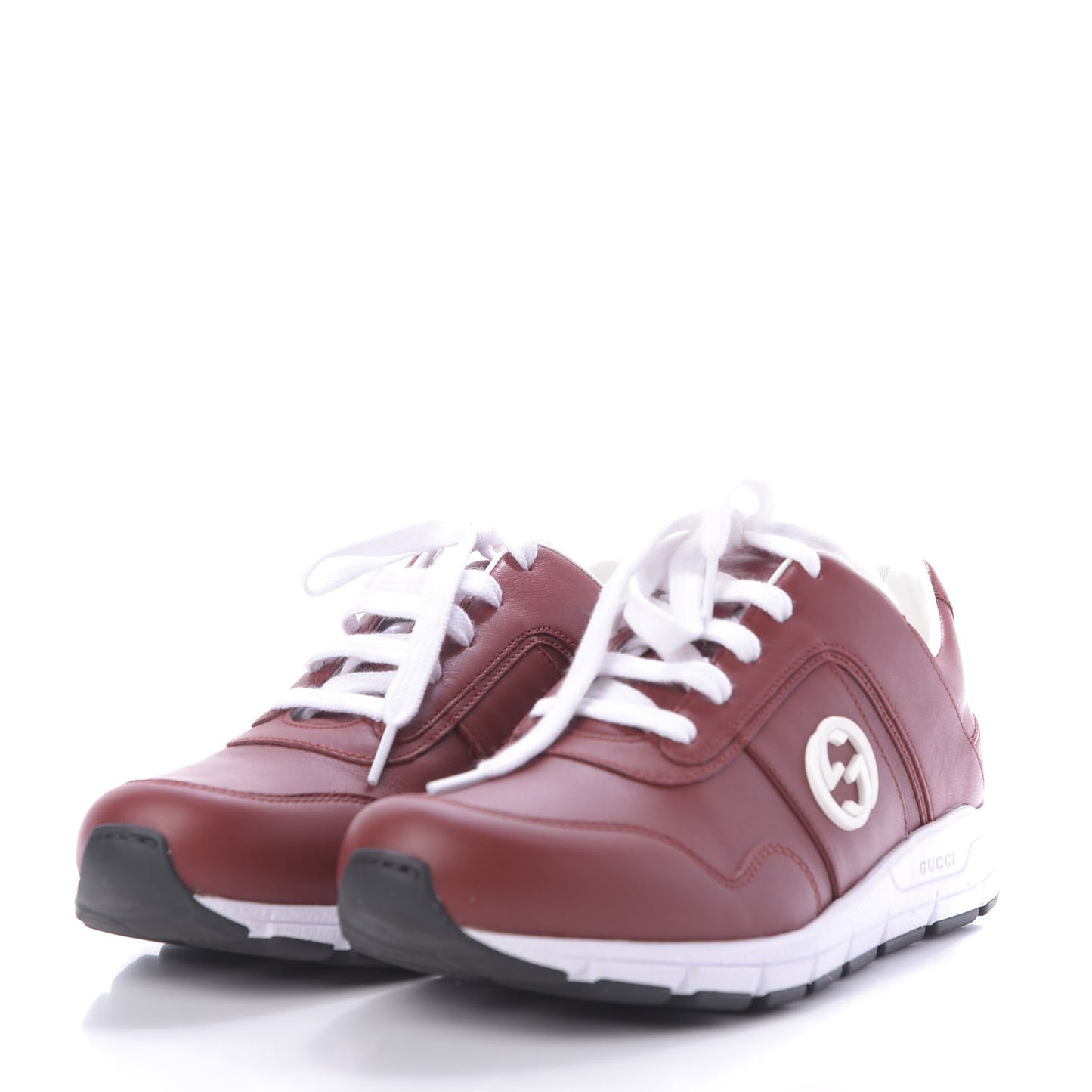 Calfskin Womens Interlocking G Sneakers 38 Red