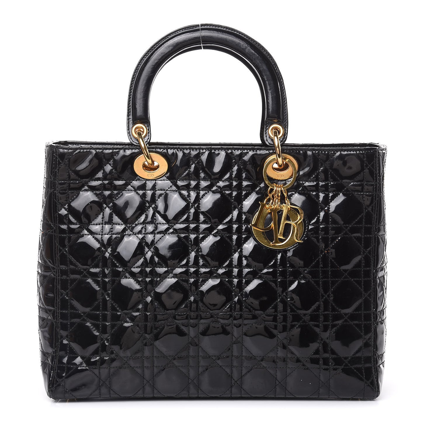 Patent Cannage Large Lady Dior Black