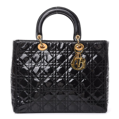 Christian Dior Patent Cannage Large Lady Dior Black 1 of 16