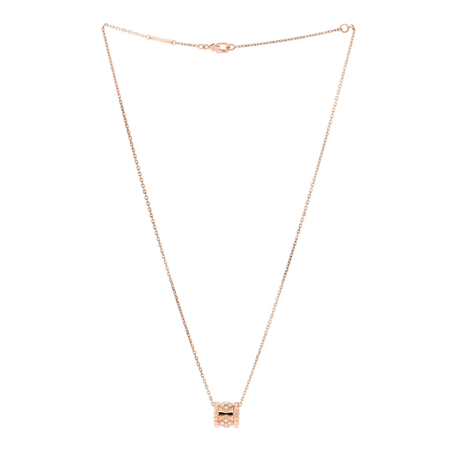 18K Rose Gold Diamond Small Perlee Clovers Pendant Necklace