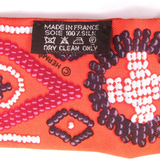 Hermes Silk Native American Ribbon Scarf Orange 4 of 4