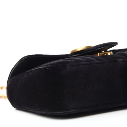 Gucci Velvet Matelasse Mini GG Marmont Shoulder Bag Black 6 of 12