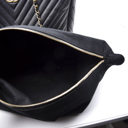 Chanel Caviar Chevron Quilted Coco Handle Shopping Tote Black 9 of 14