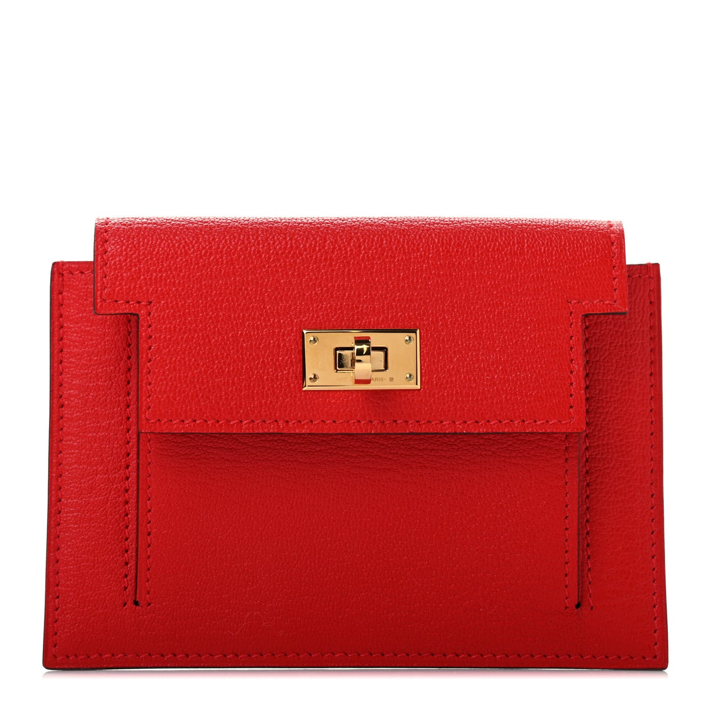 Chevre Mysore Kelly Pocket Compact Wallet Rouge de Coeur