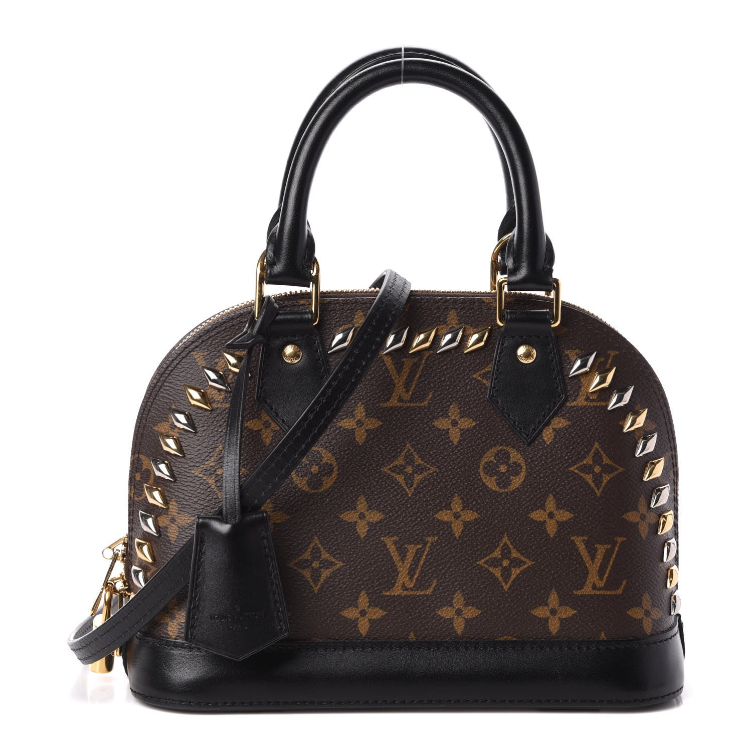 Louis Vuitton Monogram Macassar Studded Alma BB 1 of 8