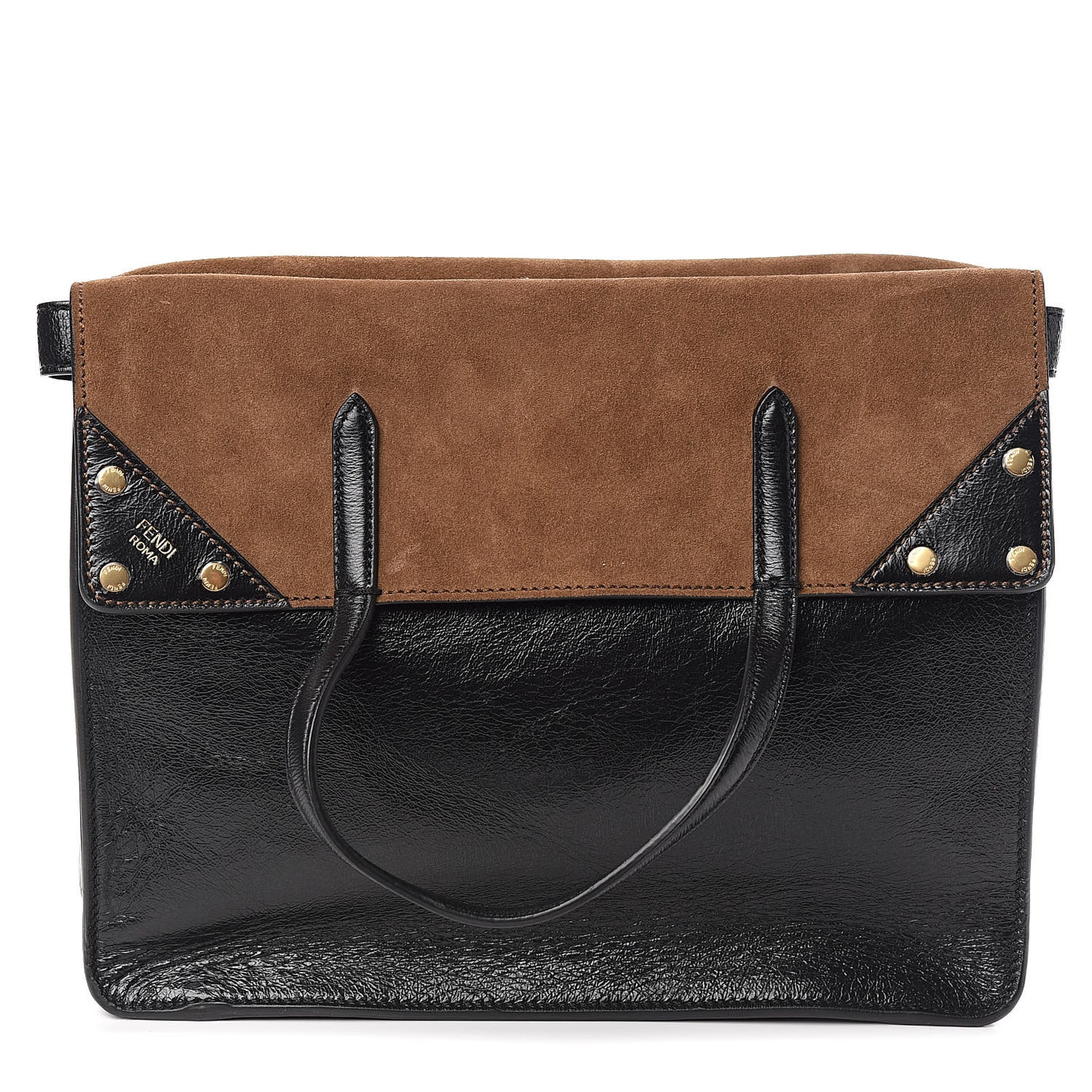 Agnello Old Shine Vitello Go Rain Large Flip Tote Black Marrone