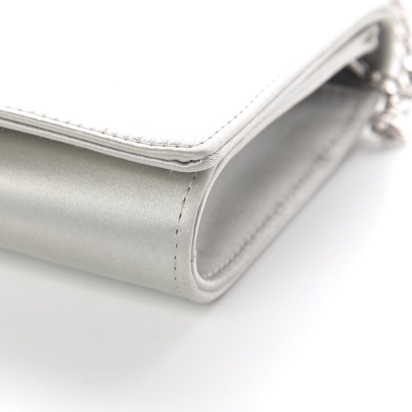 DOLCE & GABBANA Satin Crystal Miss Sparkle Chain Clutch Silver