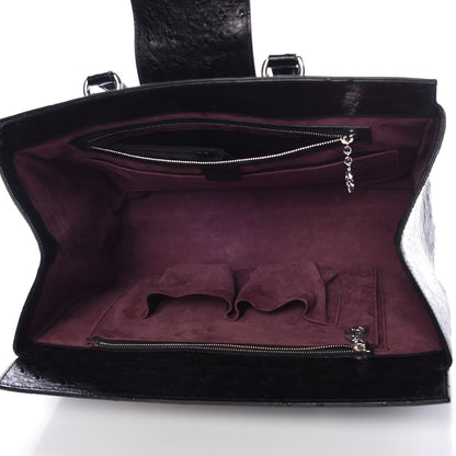 Gucci Ostrich Large Lady Lock Flap Top Handle Bag Black 5 of 7