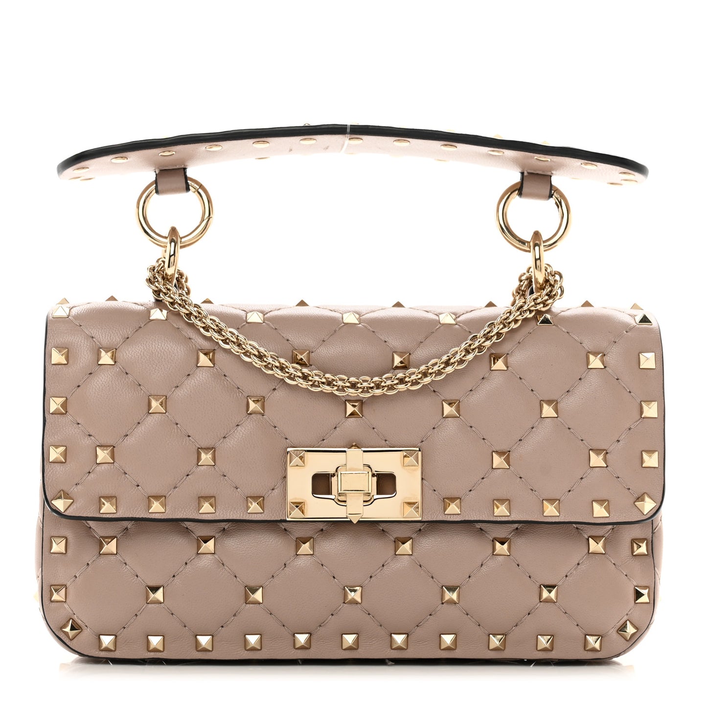Nappa Small Rockstud Spike Shoulder Bag Poudre