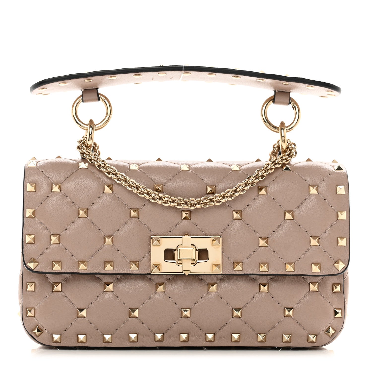 Valentino Garavani Nappa Small Rockstud Spike Shoulder Bag Poudre 1 of 9