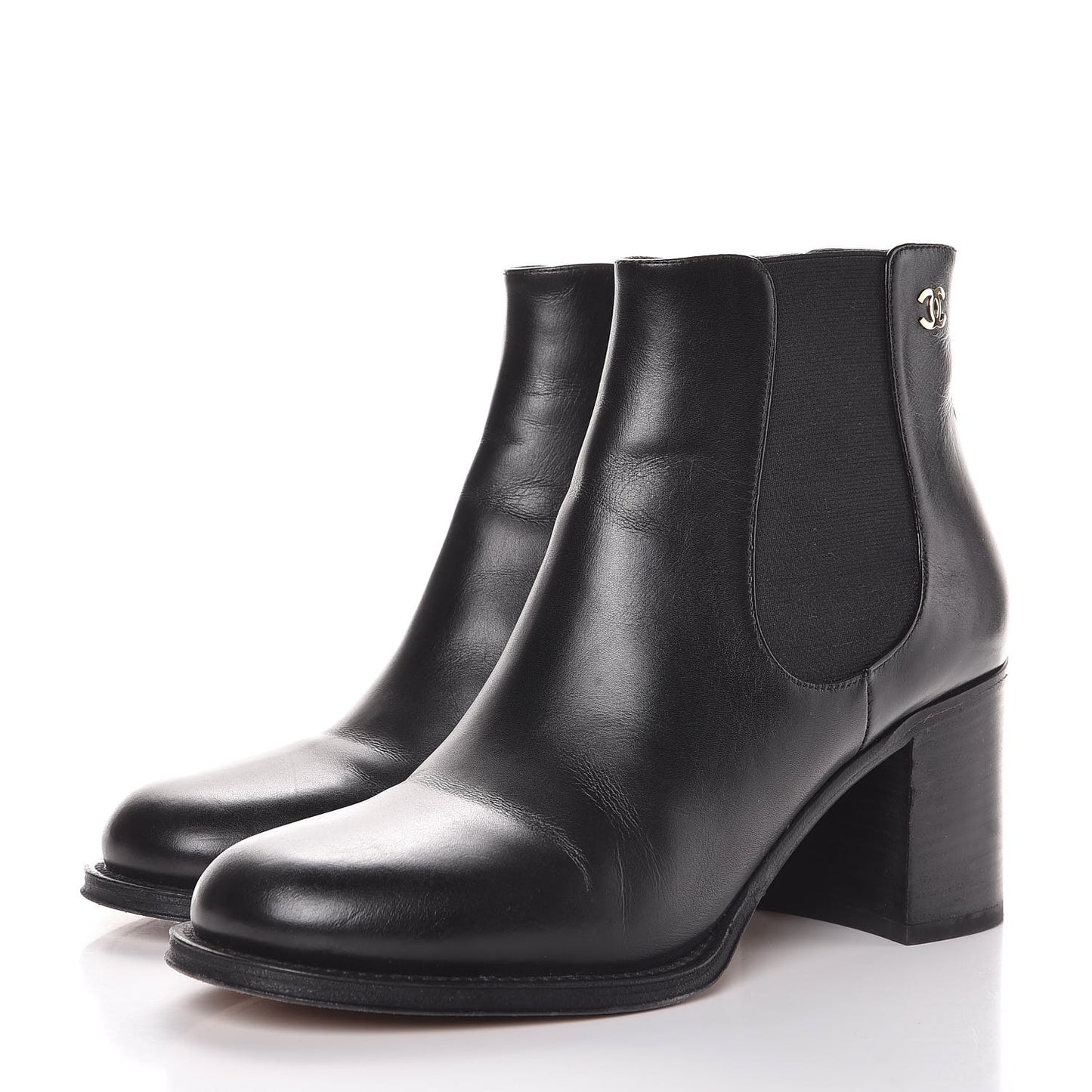 Glazed Calfskin Short Boots 39 Black
