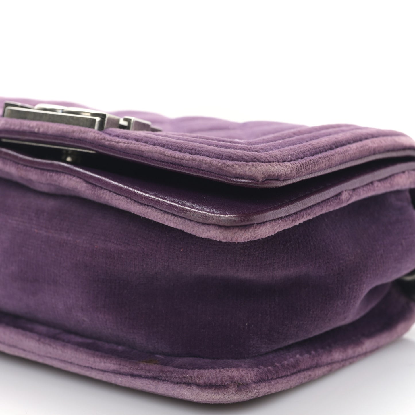 Velvet Quilted Mini Boy Flap Purple