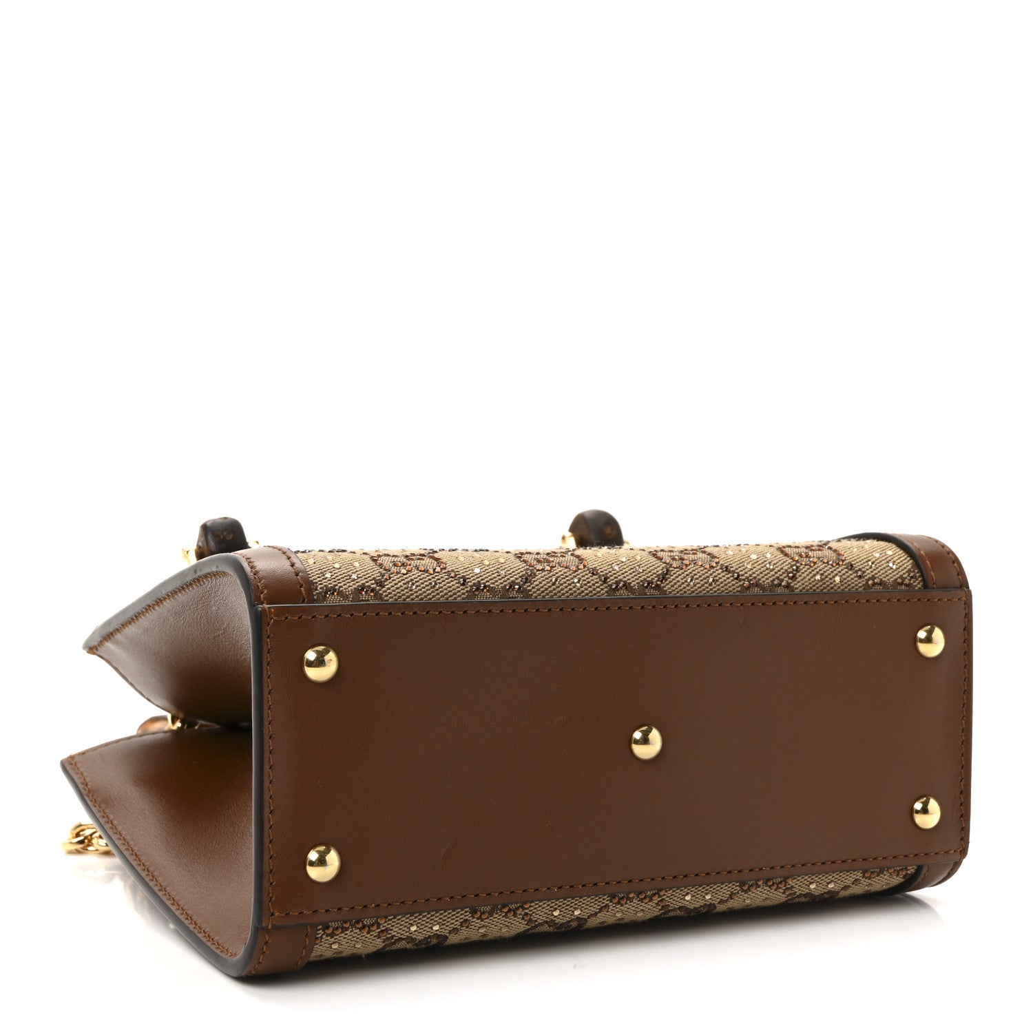 Gucci New Canvas Charisma Calfskin Crystal GG Monogram Mini Diana