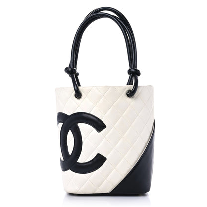 Chanel Calfskin Quilted Medium Cambon Tote White Black 1 of 17