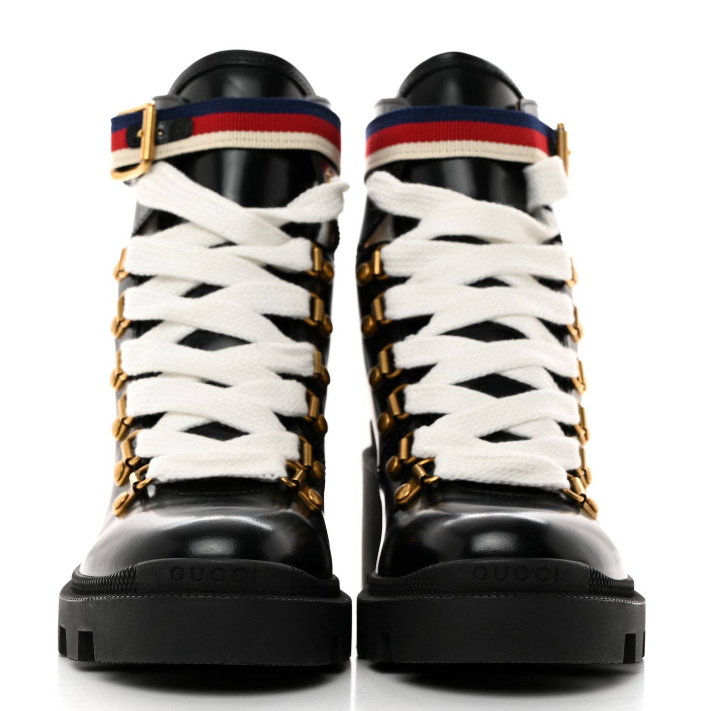 Calfskin Sylvie Web Womens Lace Up Combat Boots 36.5 Black