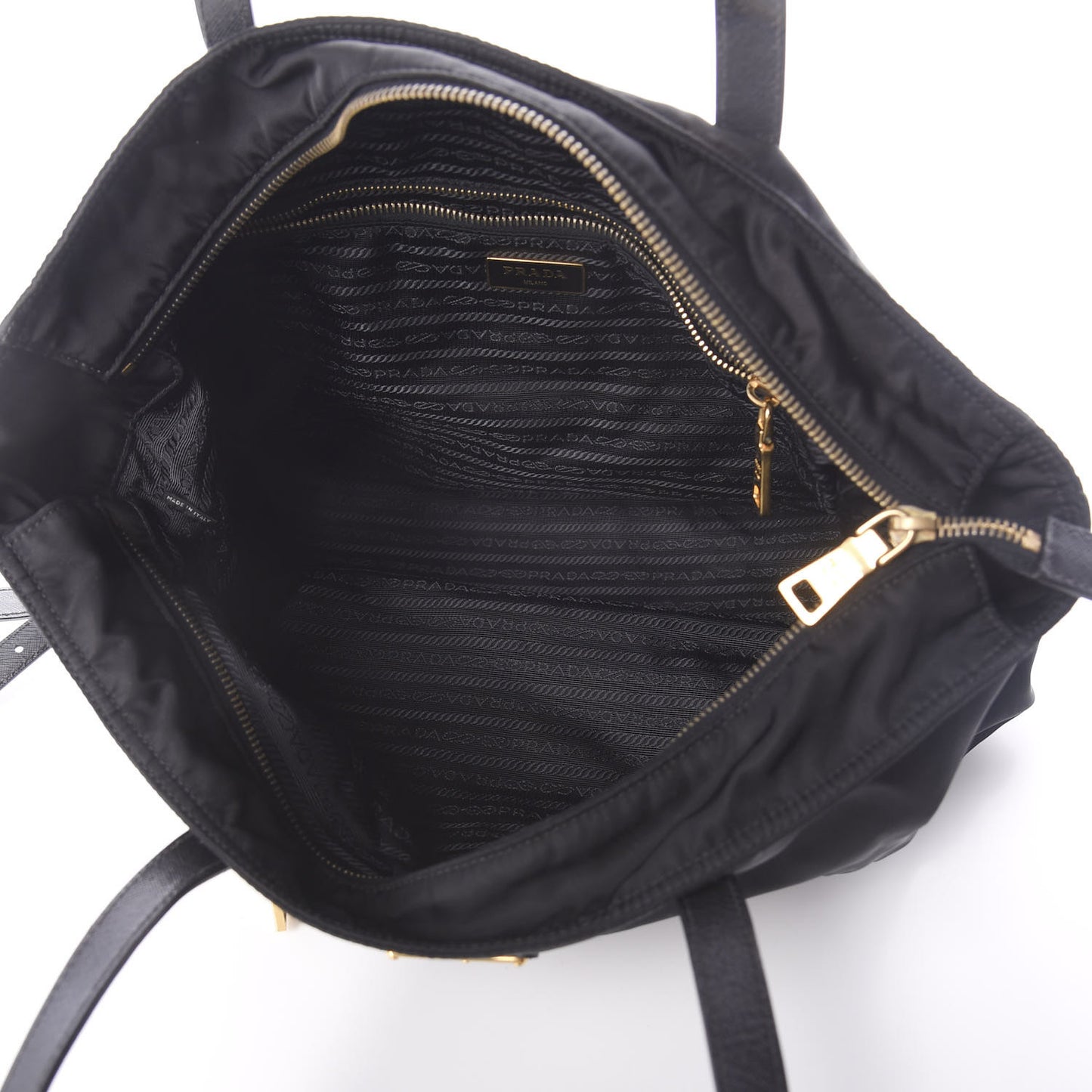 Tessuto Nylon Saffiano Shopping Tote Black