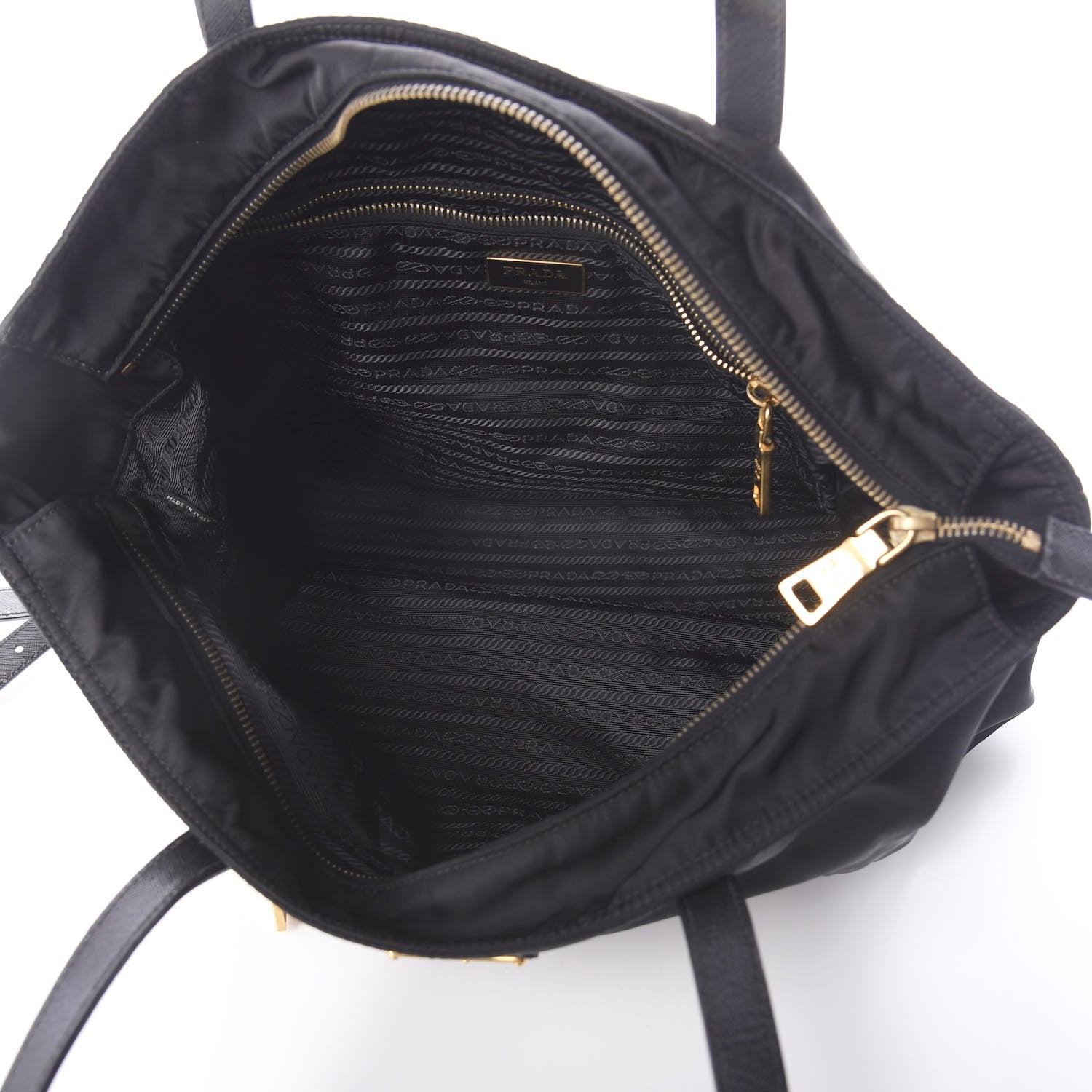 Prada Tessuto Nylon Saffiano Shopping Tote Black 6 of 10