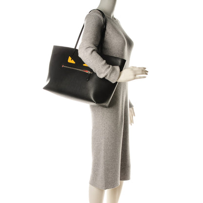 Fendi Vitello Elite Cuoio Monster Buggies Medium Roll Tote Black Multicolor Blue Cobalto 2 of 8