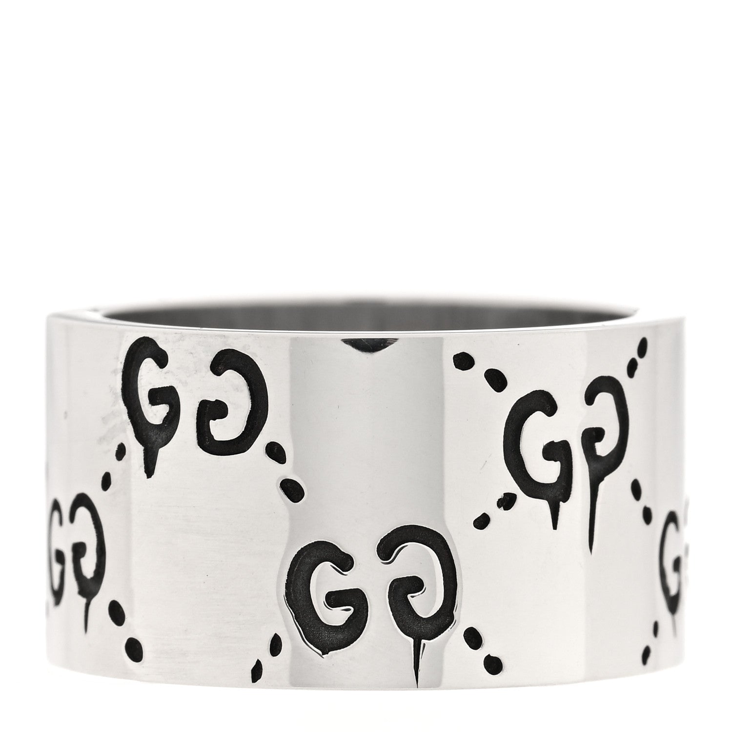 Gucci Sterling Silver GucciGhost Hamlet Skull Band Ring 56 7.5 3 of 4