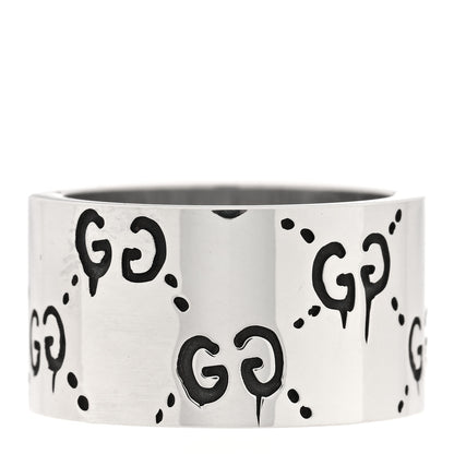 Gucci Sterling Silver GucciGhost Hamlet Skull Band Ring 56 7.5 3 of 4