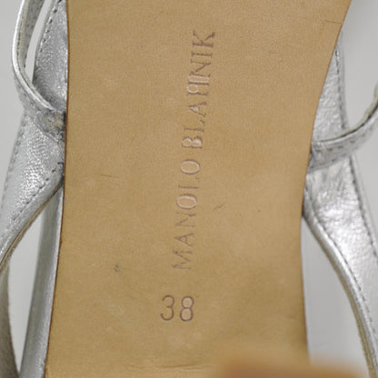 FASHIONPHILE MANOLOBLAHNIKLeatherStrappySandals38Silver 7 of 8