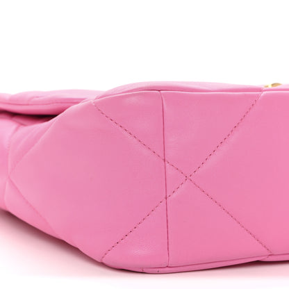 Chanel Lambskin Quilted Large Chanel 19 Flap Neon Pink 9 of 13