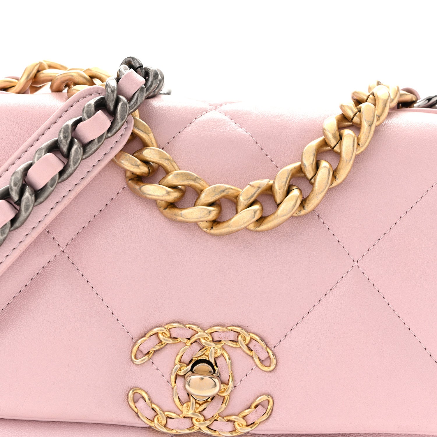 Chanel Lambskin Quilted Medium Chanel 19 Flap Light Pink 9 of 12