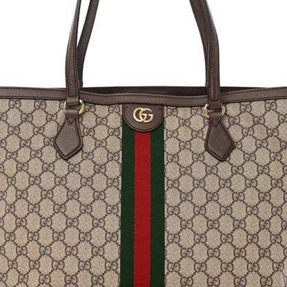 Gucci GG Supreme Monogram Textured Calfskin Web Medium Ophidia Shopping Tote Beige Ebony New Acero 7 of 13