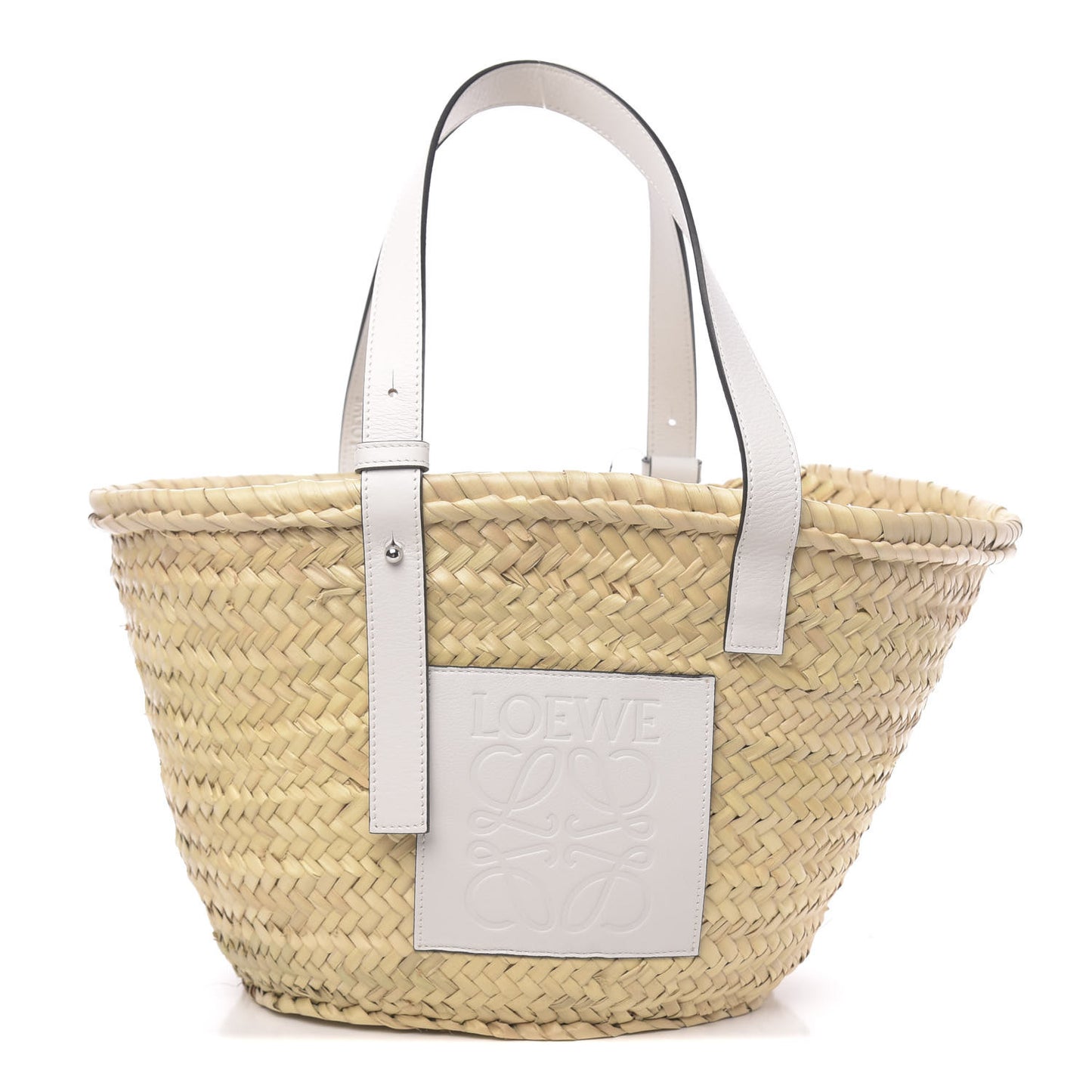 Raffia Basket Tote Bag Natural White