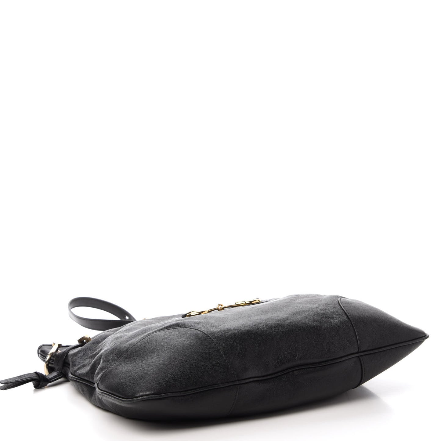 Sakai Calfskin Horsebit 1955 Cinch Top Messenger Bag Black