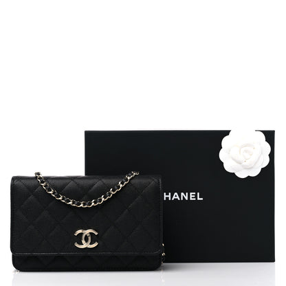 Chanel Caviar Quilted Striated CC Wallet On Chain WOC Black 10 of 10