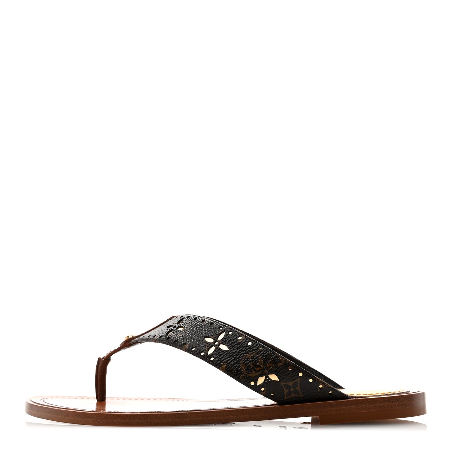 Monogram Sunny Flat Thong Sandals 36 Brown
