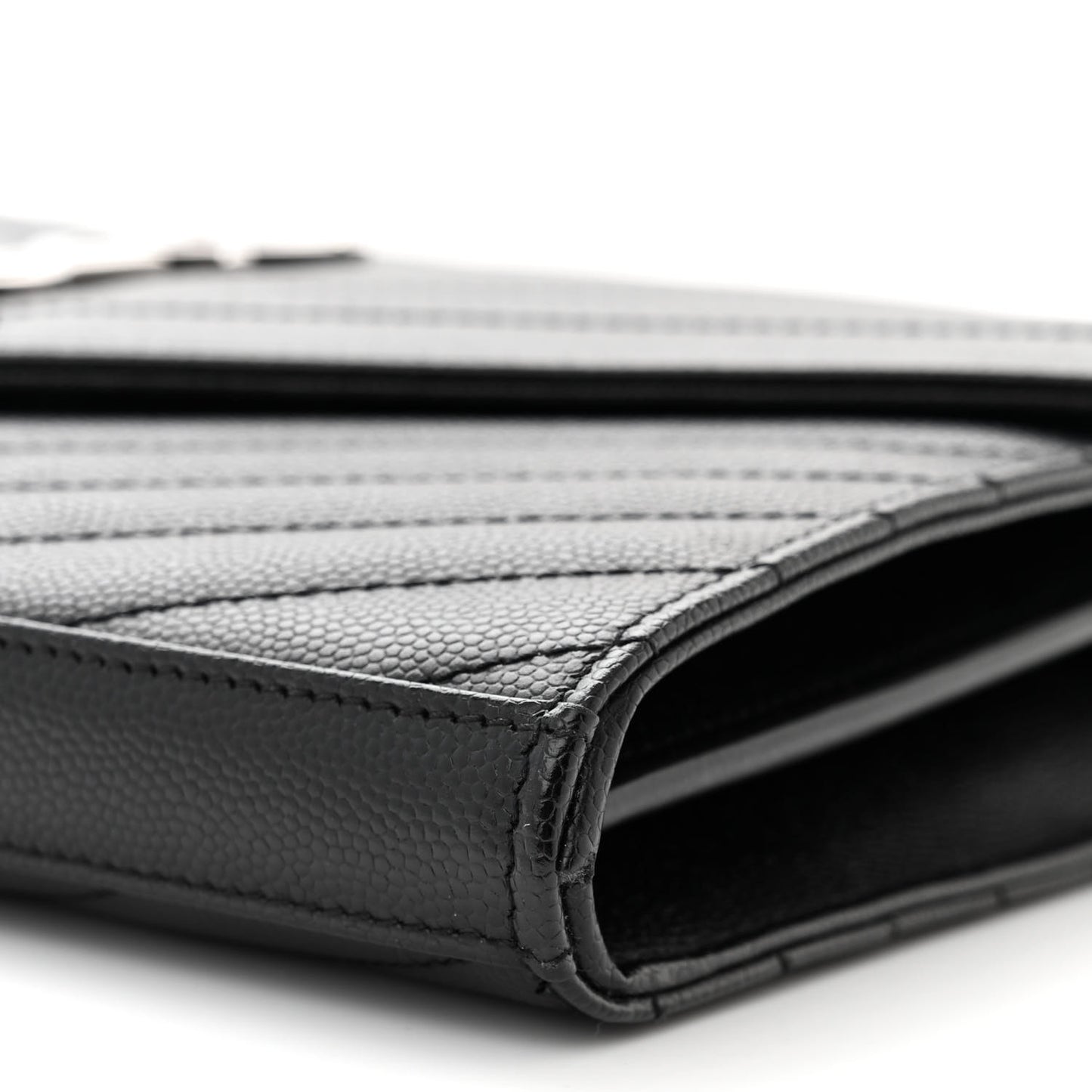 Grain De Poudre Matelasse Chevron Monogram Chain Wallet Black
