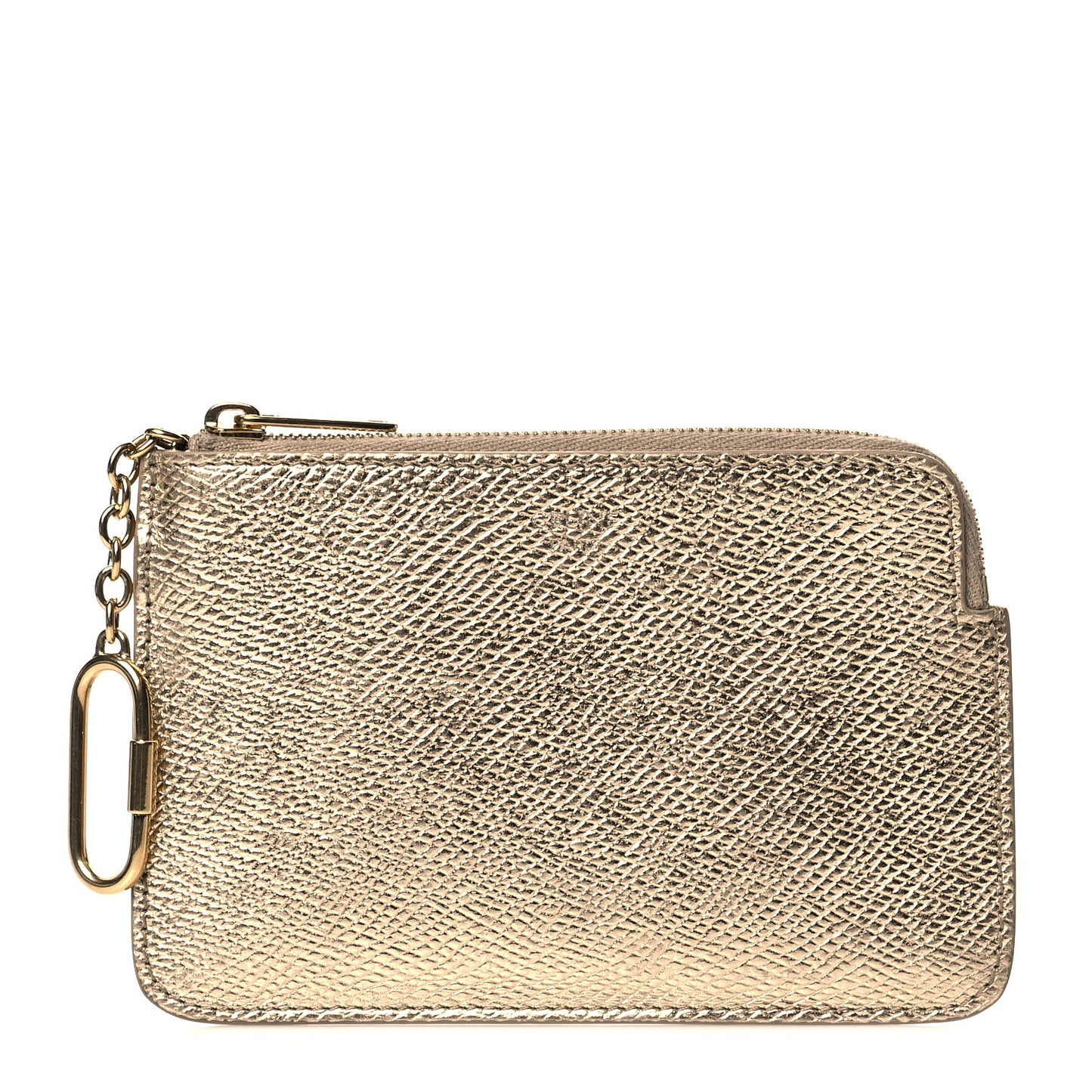 Grained Calfskin Coin Card Case Gold