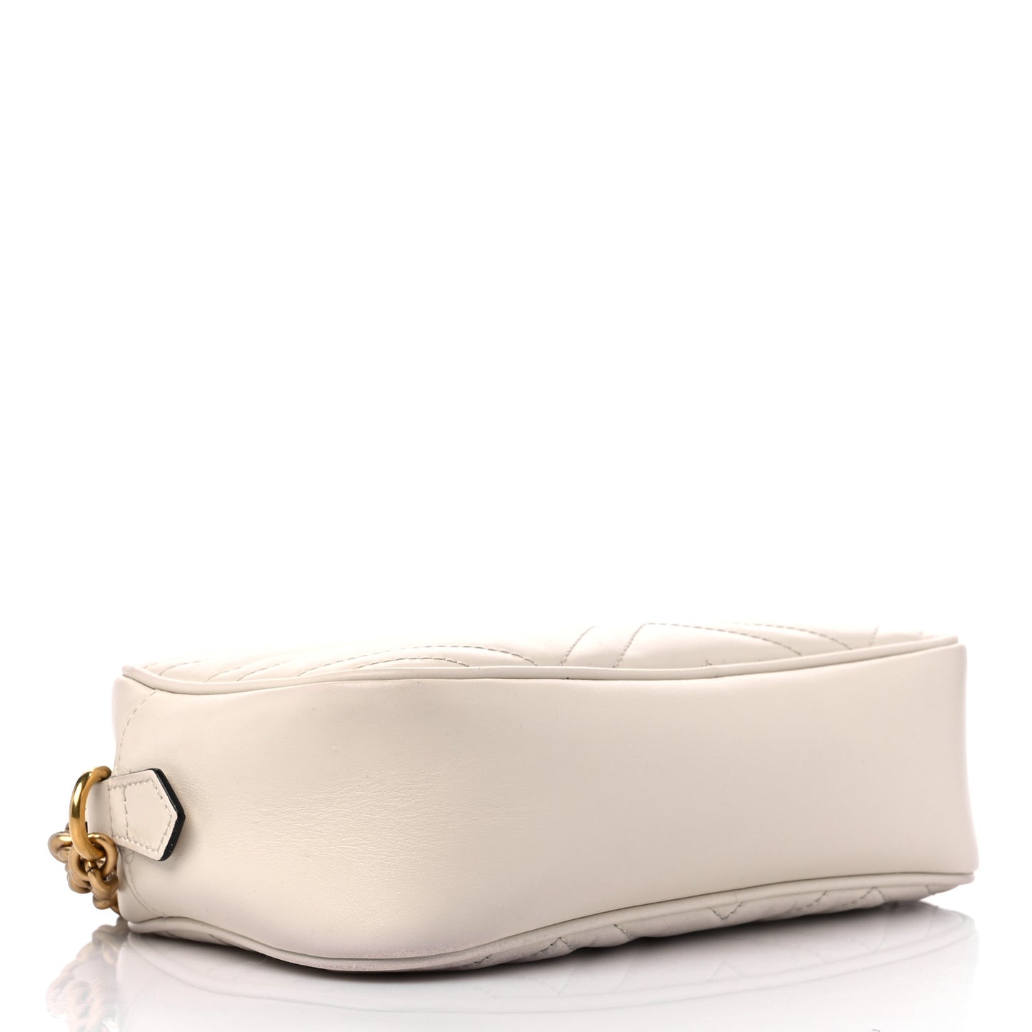 Calfskin Matelasse Small GG Marmont Chain Shoulder Bag White