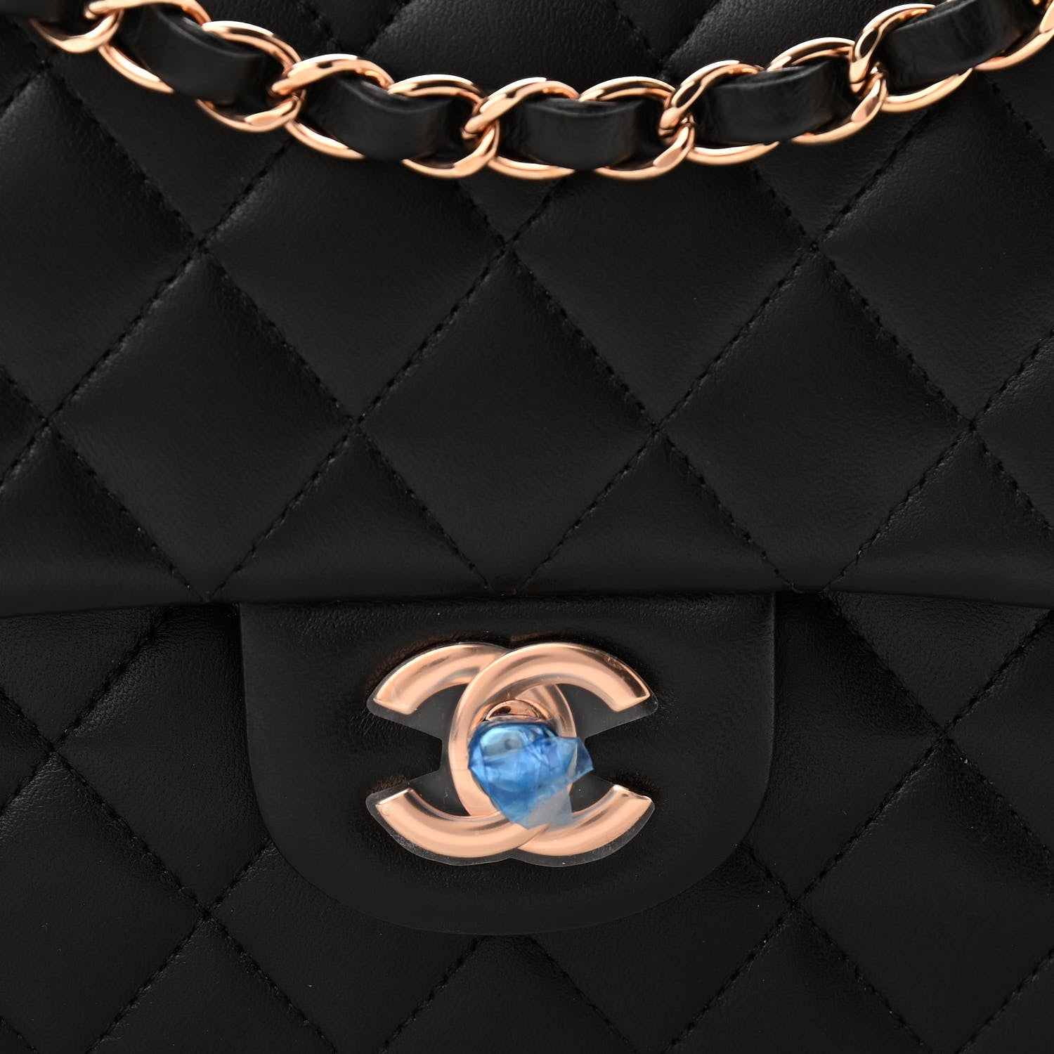 Chanel Lambskin Quilted Medium Double Flap Black 8 of 11