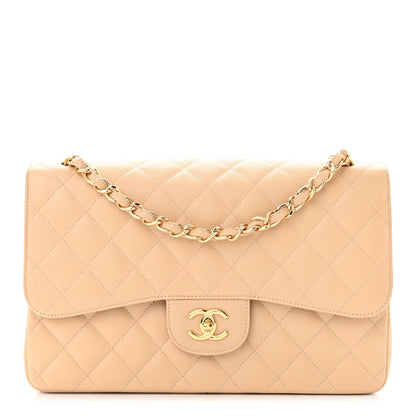 Chanel Caviar Quilted Jumbo Double Flap Light Beige 1 of 12