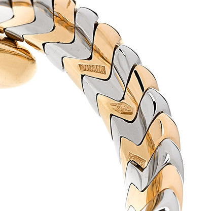 Bulgari 18K Yellow Gold Stainless Steel Spiga Tubogas Ring 54 6.75 4 of 5