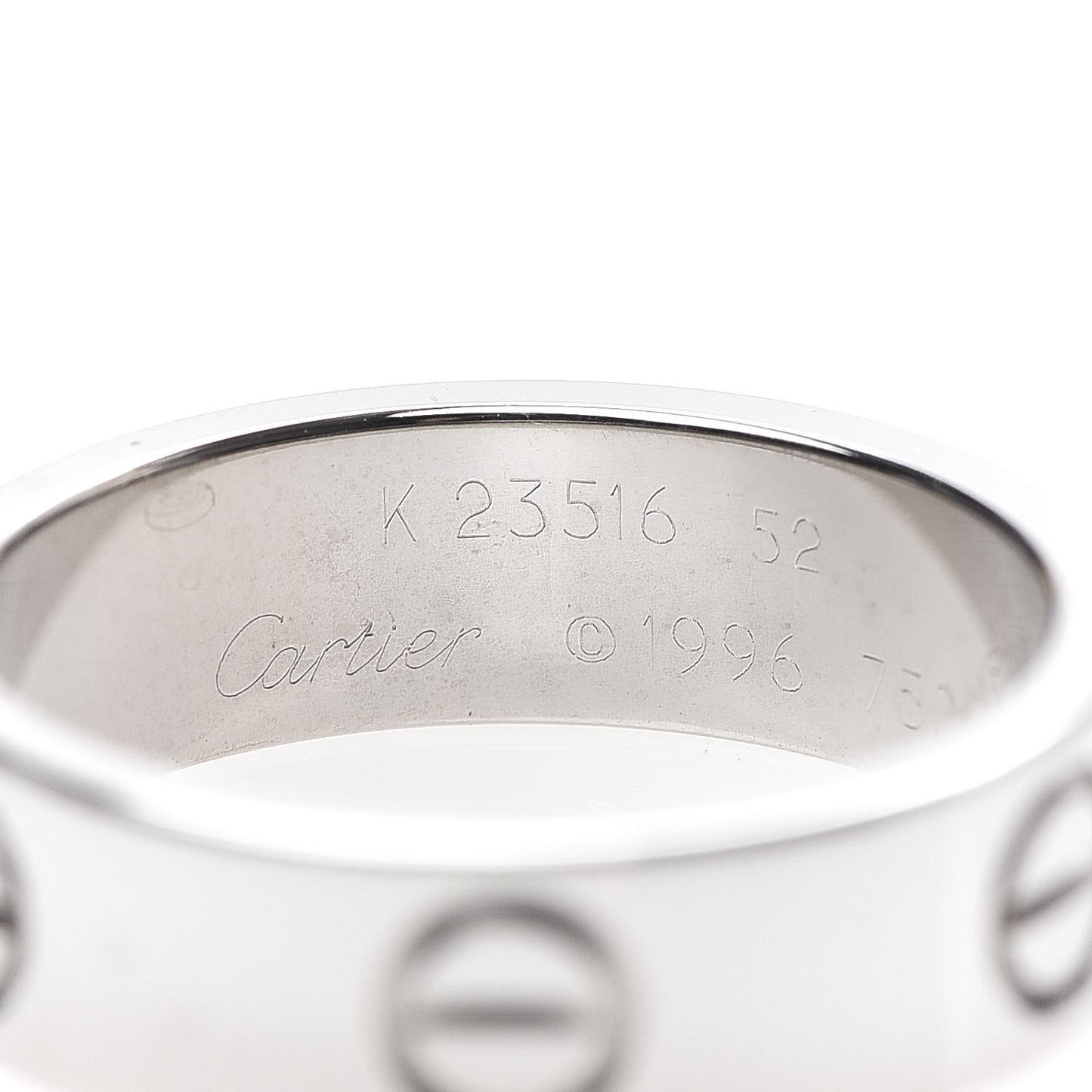 18K White Gold 5.5mm LOVE Ring 52 6