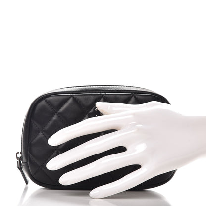 Chanel Lambskin Quilted Small Curvy Pouch Cosmetic Case Black 2 of 8
