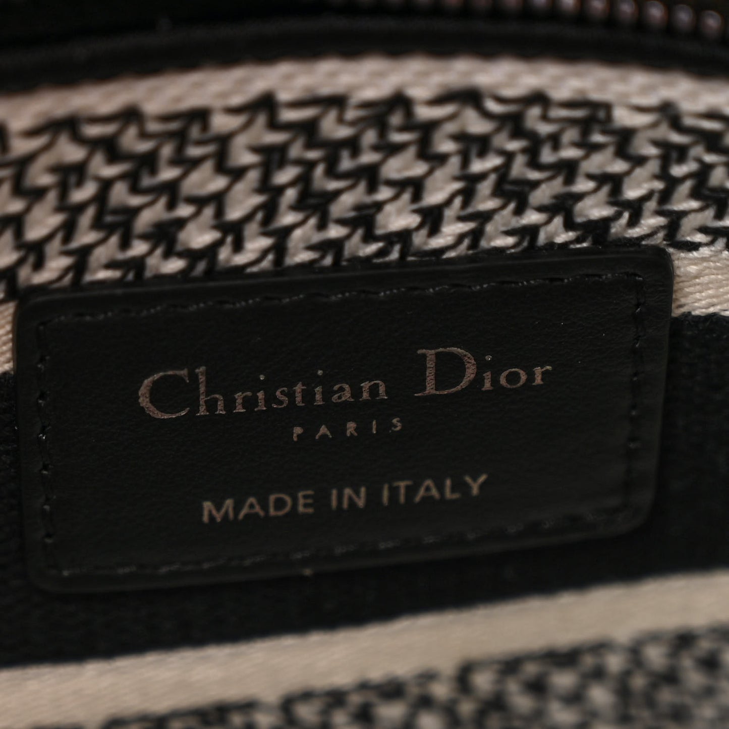 Canvas Houndstooth Embroidered Medium Lady D-Lite Black White