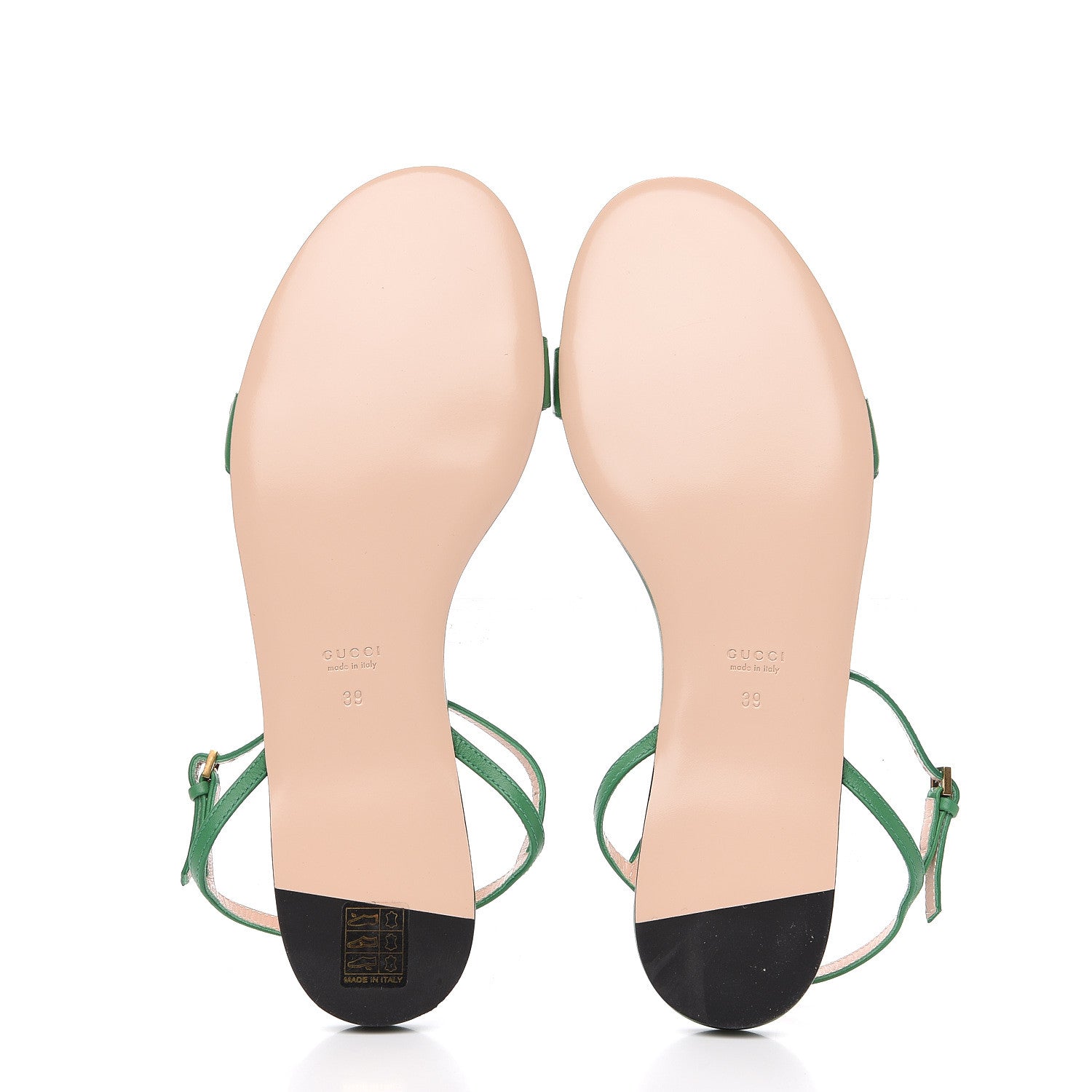 Gucci Lifford Calfskin GG Marmont Ankle Wrap Flat Sandals 39 New Shamarock 7 of 7