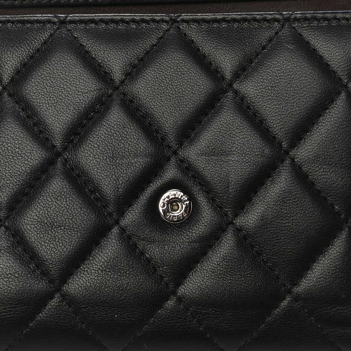 Lambskin Quilted Compact Flap Wallet Black