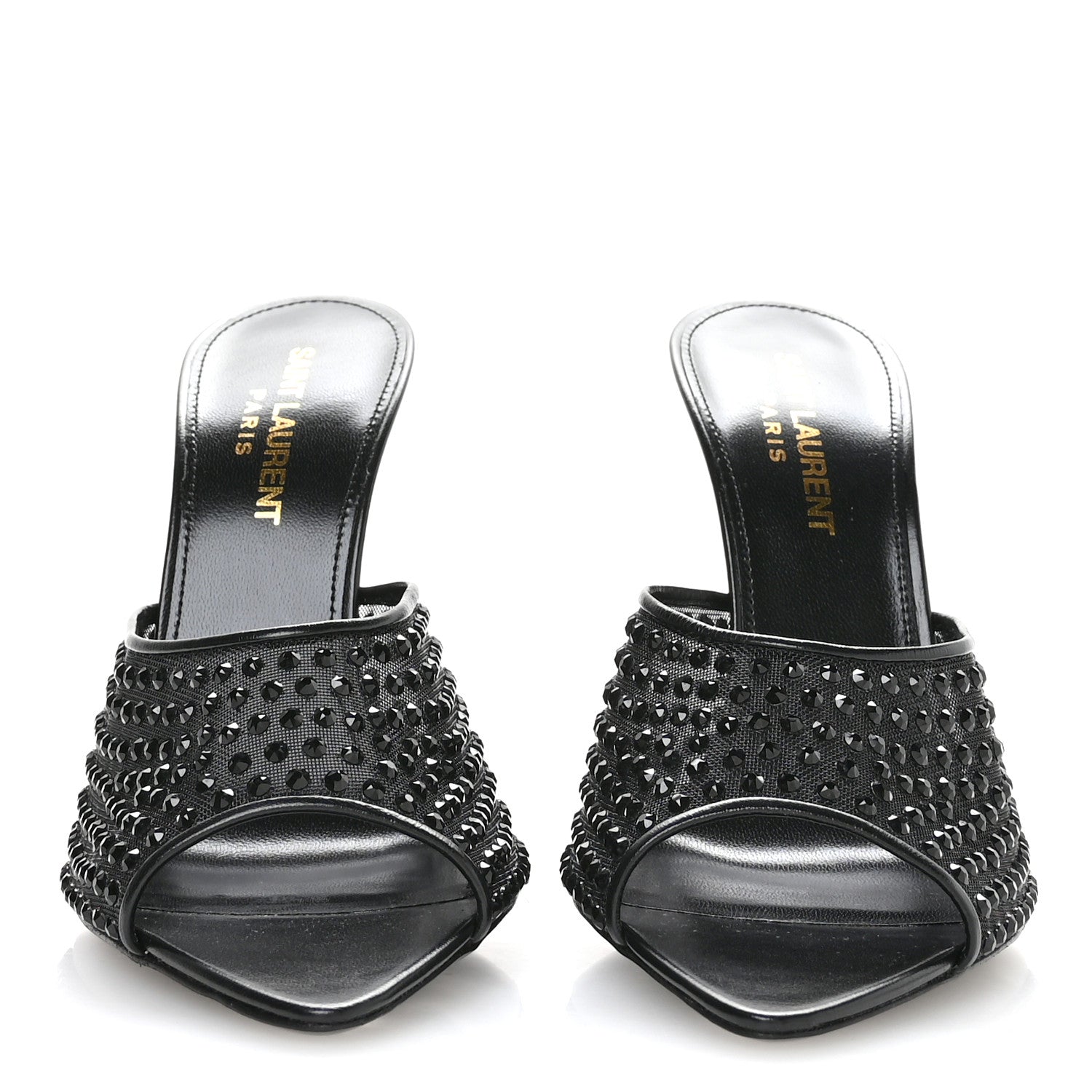 Saint Laurent Tulle Strass Gippy 110 Mule Sandals 36.5 Black 3 of 8