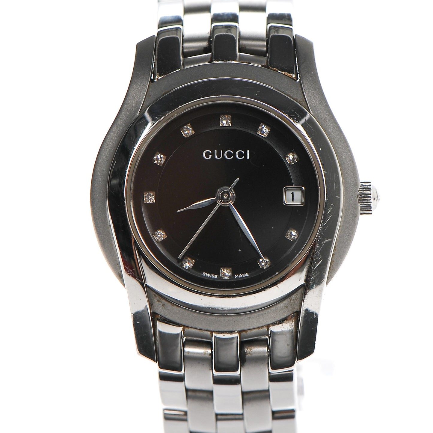Stainless Steel Diamond 27mm 5500L Quartz Watch Black