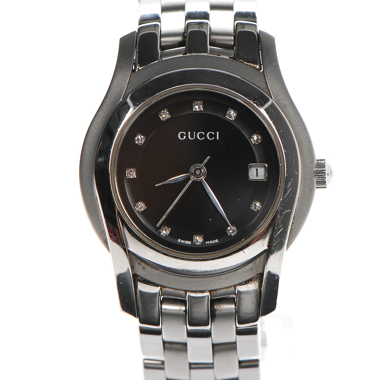 Gucci Stainless Steel Diamond 27mm 5500L Quartz Watch Black 3 of 10